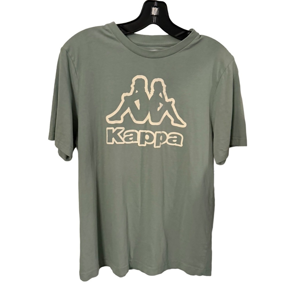 Kappa Men’s Logo Bant Tee Shirt Green W/ Ivory Logo Sz Medium
